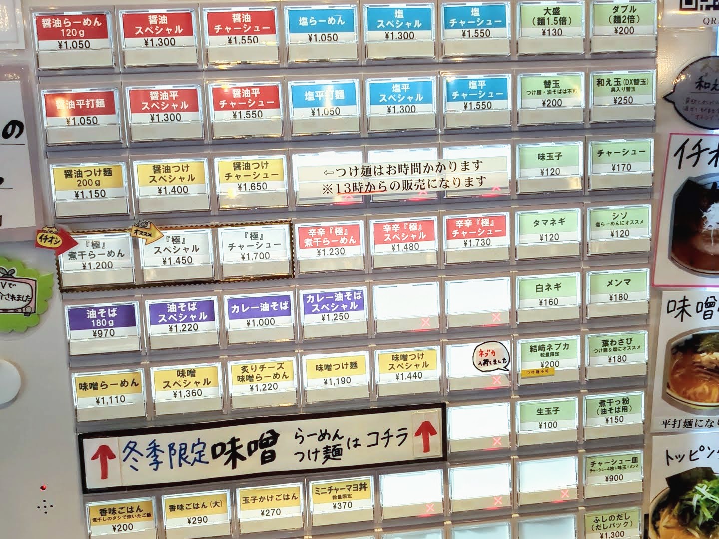 ちかみちらーめん メニュー